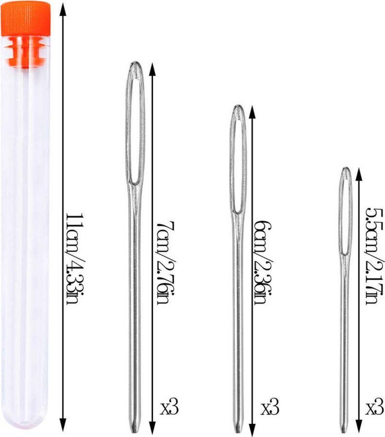 9 stuks naainaalden set 3 maten grote ogen naalden leer naainaalden set stootnaald garen tobetry naald breien naald grote naainaald voor handnaaien leer handwerk