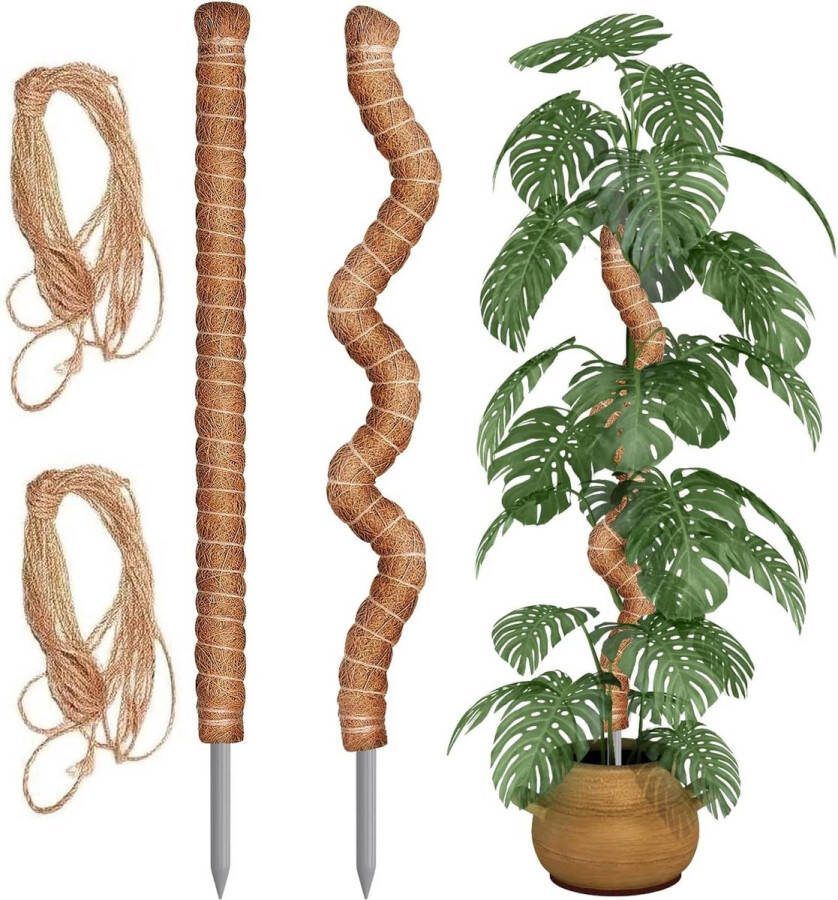 90 cm buigbare mosstaaf 2 m henneptouw plantenstok kokosnoot staaf klimhulp klimplanten tuin plantenondersteuning
