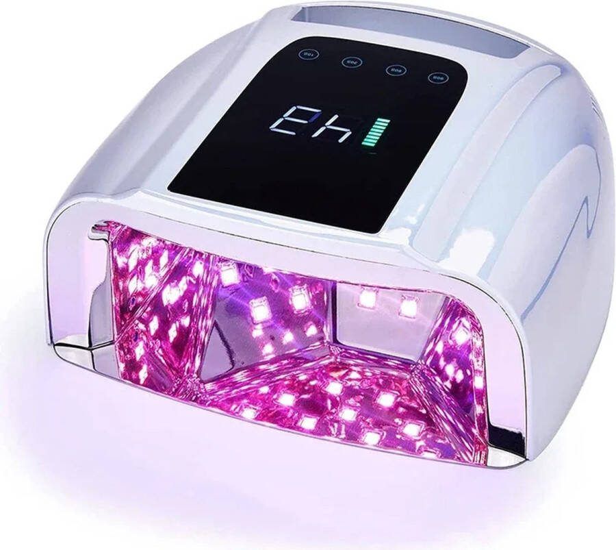 96W Ovale Spiegel Reflecterende Nagellamp – Draadloze UV LED Lamp met Metalen Pad – Oplaadbare Manicure Droger voor Snelle Uitharding – Professionele Nagelverzorging en Gel Uitharding