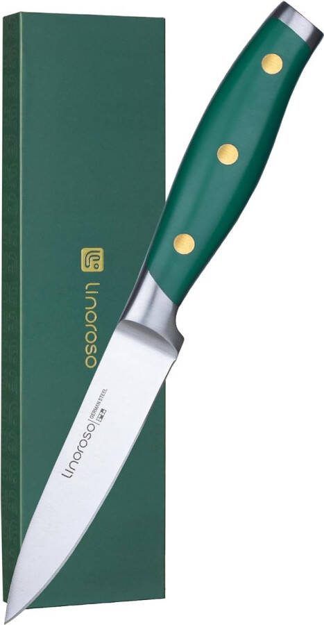 9cm groentemes schilmesje scherpe fruitmessen keukenmessen kleine keukenmessen smeedstukken gemaakt van Duits koolstofstaal ergonomische handgreep met elegante geschenkdoos groen