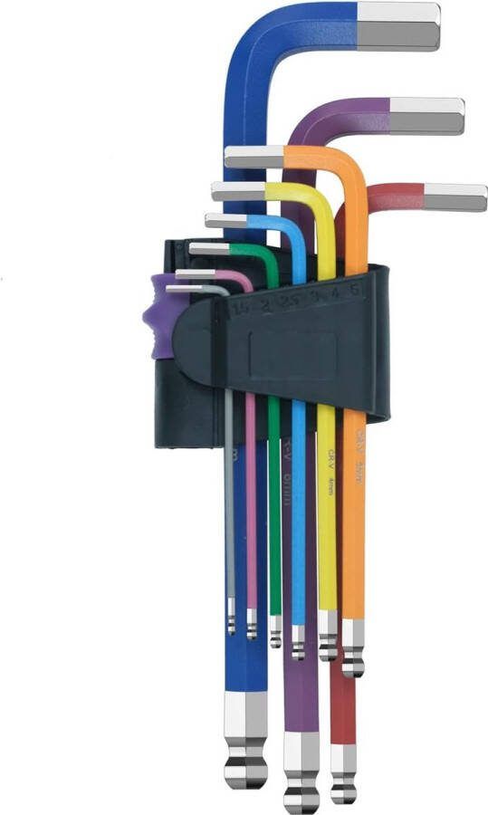 9PCS Ball End Hex Key Set Cr-V Metrische Inbussleutelset Lange Inbussleutelset met Maatcodering 1 5-10mm voor Meubelmontage