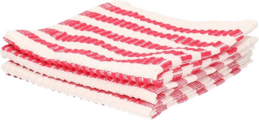 9x Stuks badstoffen vaatdoeken rood wit vaatdoekjes dweiltjes schoonmaakdoekjes 34 cm