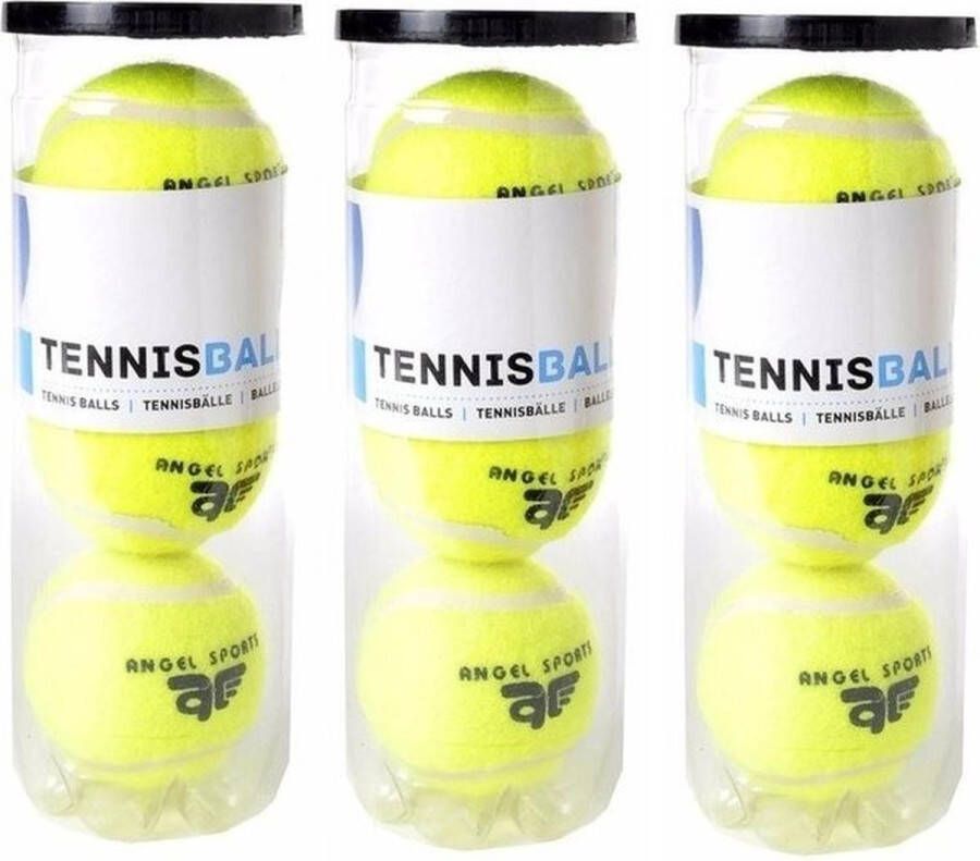 9x Tennisballen in koker Buitenspeelgoed Tennissen
