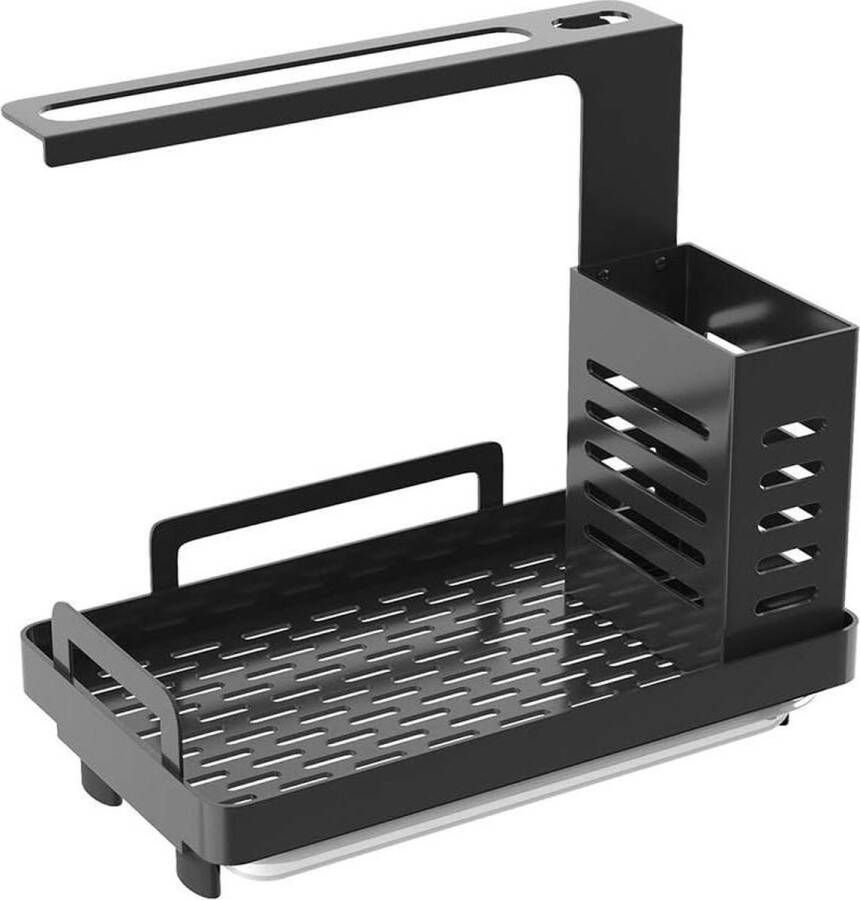 Aanrecht Organizer Rvs Spons Zeep Borstels Houder- Vaatdoek Rack Keukengerei Houders met Drain Pan