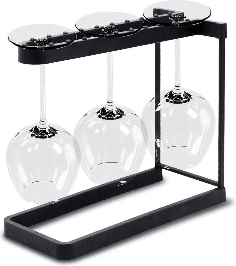 Aanrecht Wijnglazenrek 3 Stemware Opslag & Houder Tafelblad Vrijstaande Organizer Drogen Thuis Keuken Dineren Bar (zwart) met Snelle Levering Sink organizer