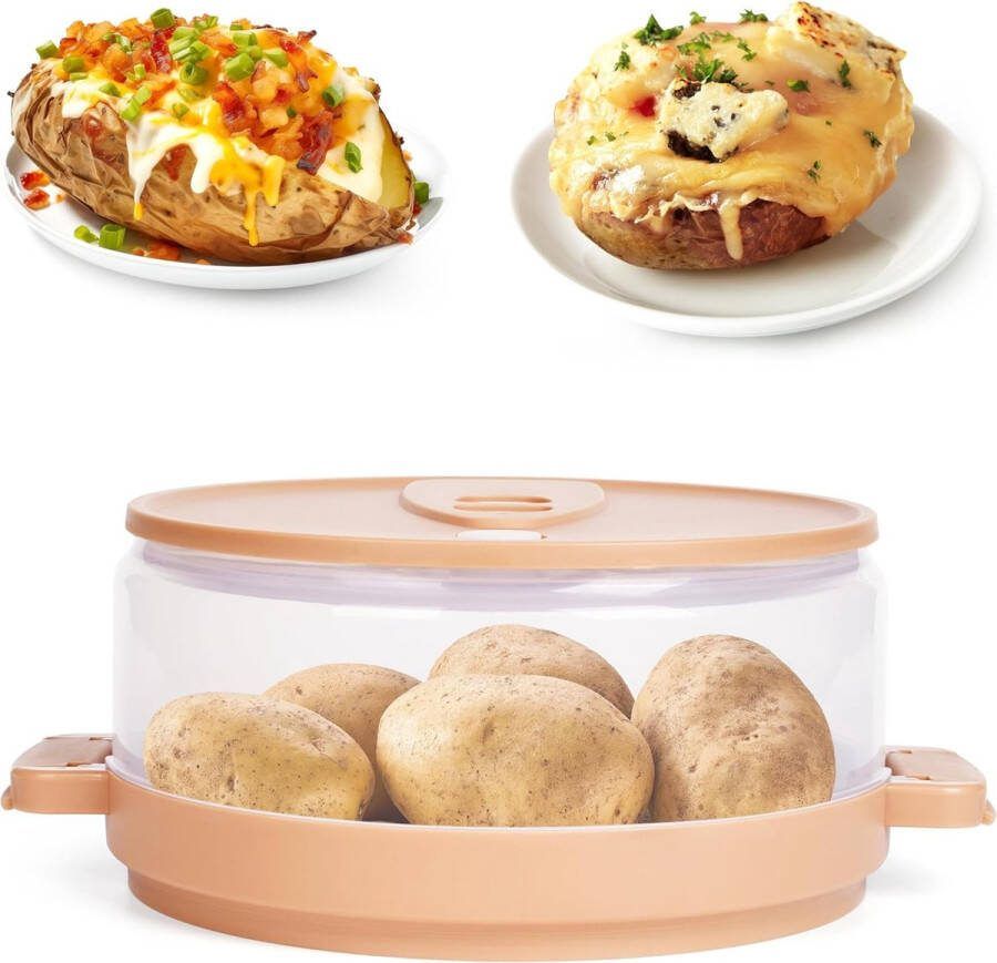 Aardappelkoker Magnetron Stoommagnetron Gemaakt van transparant plastic voor delicate aardappelen Stoomkoker Snelkoken Vaatwasmachinebestendig BPA-vrij 24 x 19 5 x 9 5 cm