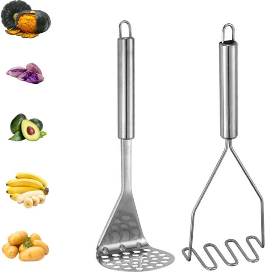 Aardappelpers 2-pack Handmatige aardappelpers Roestvrijstalen aardappelpers voor fruit en groenten Gemakkelijk vast te houden Handpureepers Vaatwasmachinebestendig