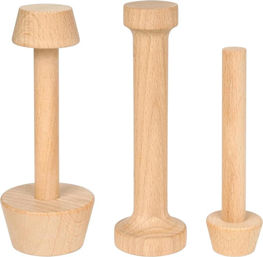 Aardappelstamper hout [3 maten] dubbelzijdige kruidenstamper voor zuurkool taarten deeg mini-eier- en cheesecakes voedselveilig bakken accessoires voor het persen en vormen