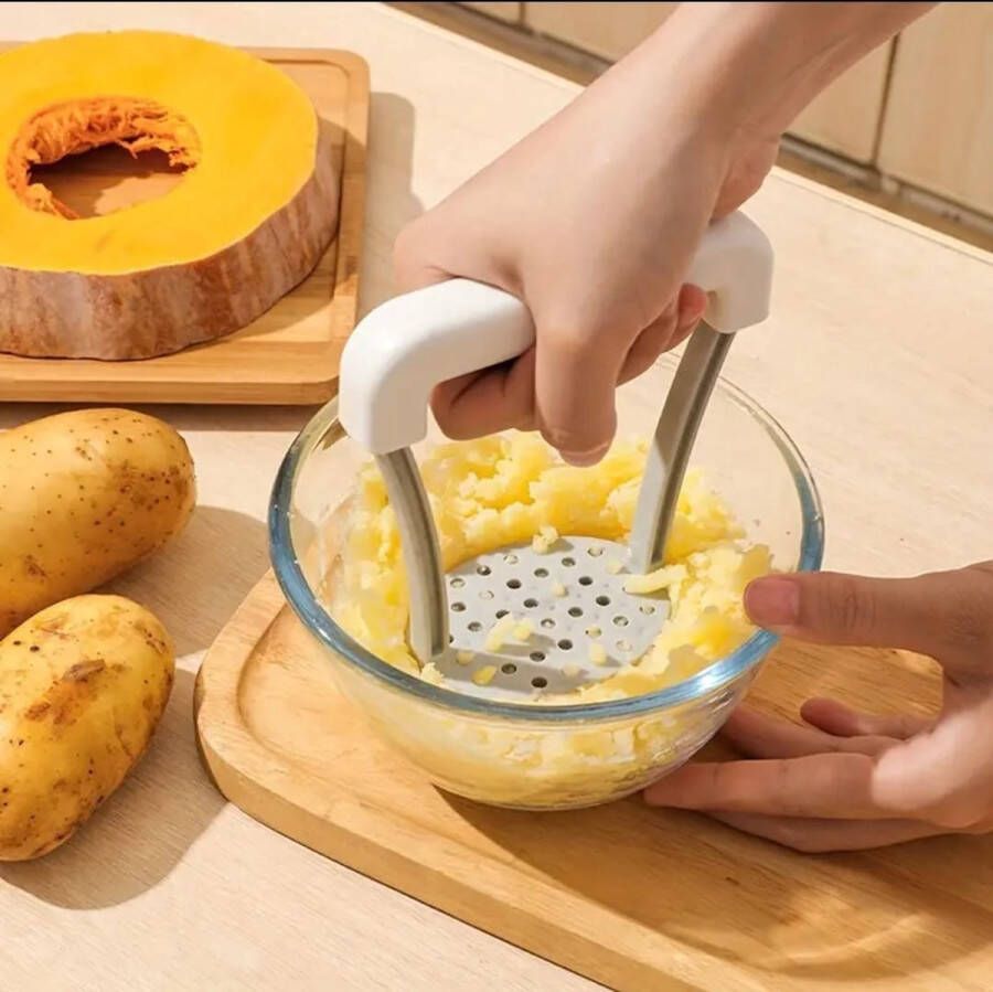 Aardappelstamper Professioneel Stamper Pureestamper Potato Masher Pureerder Stamppot stamper Matt steel Horizontale handgreep Professioneel Ergonomische handgreep Handmatig Vaatwasserbestendig