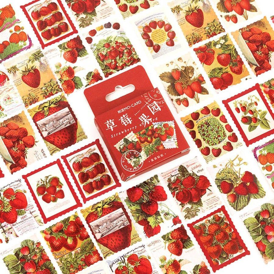 Aardbeien Postzegels Set van 46 Planner Agenda Stickers Scrapbookdecoraties Geschikt voor Volwassenen en Kinderen Aardbeien Planten Bloemen