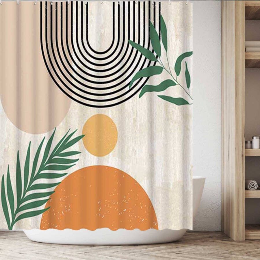 Abstract douchegordijn zwart geometrisch douchegordijn lijnen modern minimalistisch badgordijn anti-schimmel waterdicht wasbaar polyester badgordijnen 180x180cm