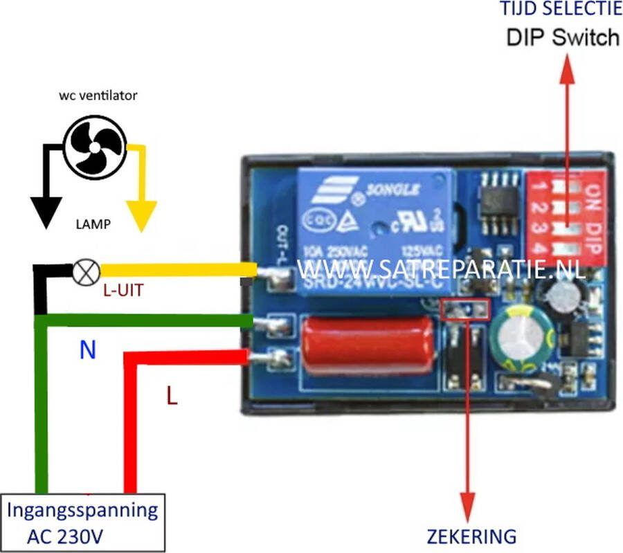 AC 230V Verstelbare Timer Schakelaar module Lamp of terrasheater Heater timer AC 230V 1-480 minuten