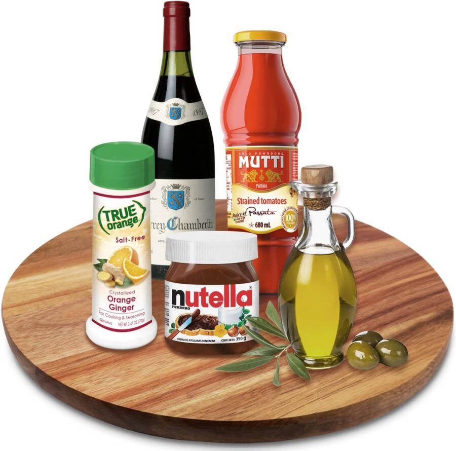 Acaciahout 33cm Lazy Susan Organizer voor Tafel Massief Hout Lazy Susan Organizer voor Kast Keuken Draaitafel Opslagcontainer voor Pantry Aanrecht