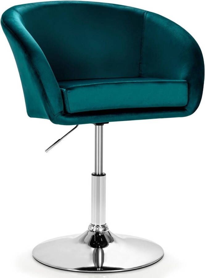Accentstoel in hoogte verstelbaar gestoffeerde stoel 360 graden draaibaar eetkamerstoel tot 120 kg belastbaar fluwelen draaistoel (groen)