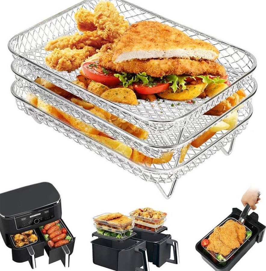 Accessoires voor Ninja Double Stake XL Airfryer 3 Lagen Rack 304 RVS Grid