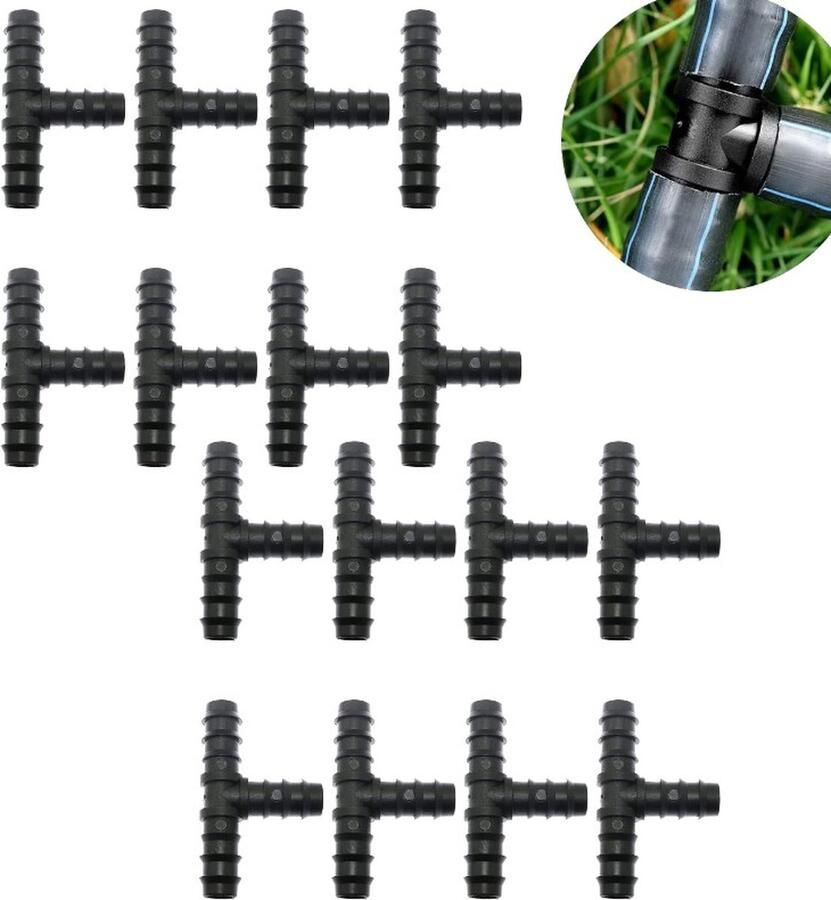 Accessoires voor slangirrigatie Slangkoppelingen 16 stuks 16 mm (0 63 in) Plastic buis irrigatiesystemen Zwart