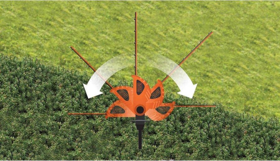Accu-heggenschaar met 18 V 20 Ah Li-Ion batterij 43 cm zwaardlengte 12 mm maaibreedte 35 m bereik 180 ° verstelbare kop. Heggenschaar
