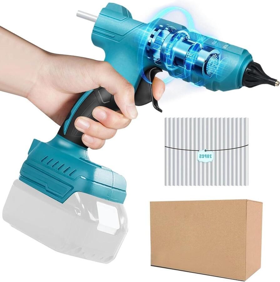 Accu lijmpistool 18 V draadloos 45 seconden snelle opwarming 20 stuks 11 mm lijmstiften doe-het-zelf reparaties en knutselen