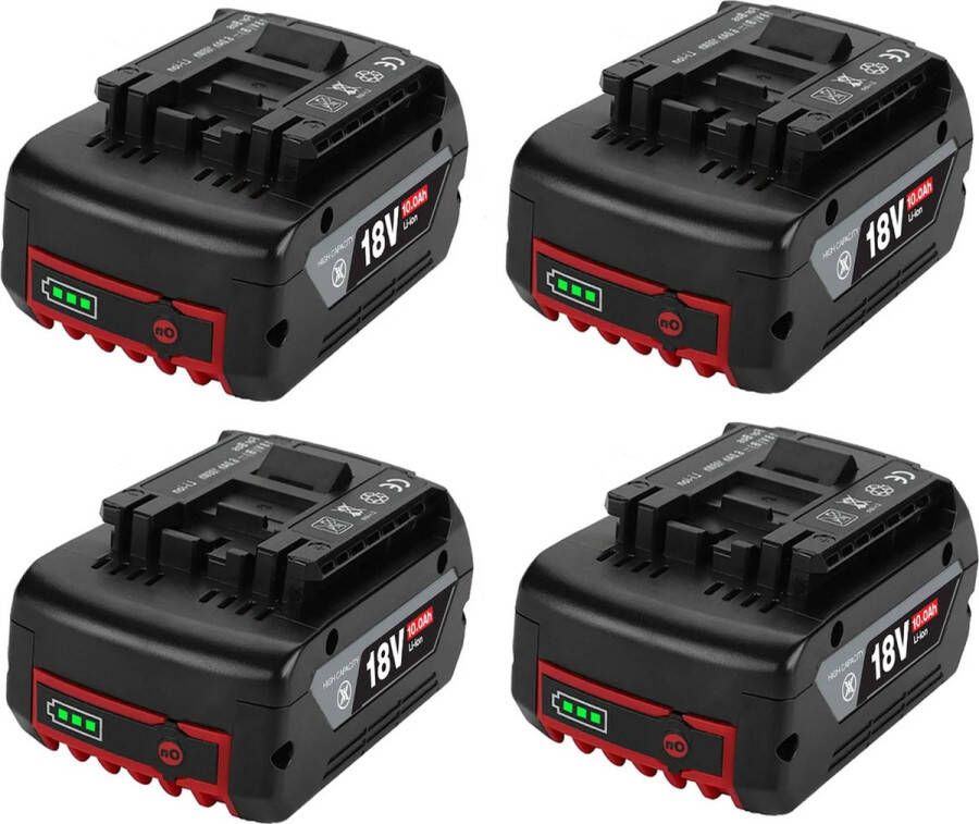 Accu voor Bosch 4 Stuks 18V Accu geschikt voor Bosch professional 18V 6.0Ah Batterij Vervangende Accu 6000mAh Li-ion Accu Accuboormachine GBA 18 volt