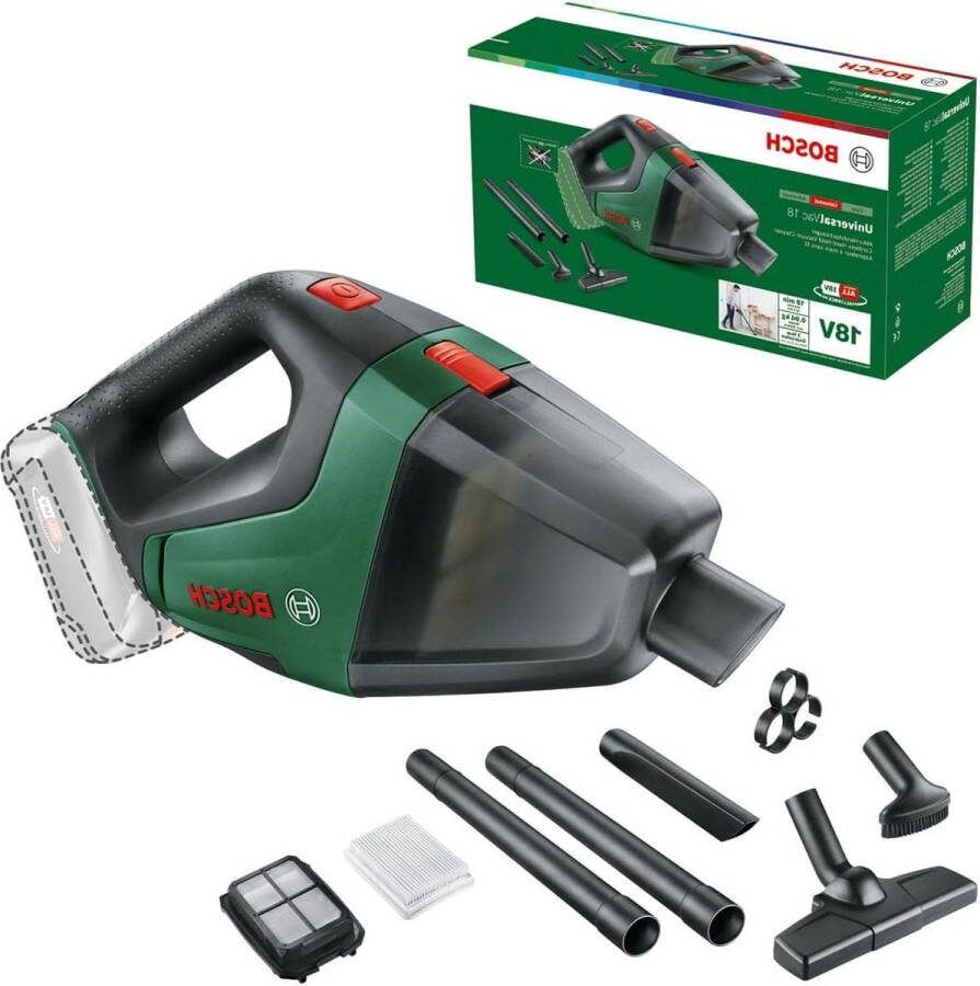 Accuhandstofzuiger UniversalVac 18 V-systeem Home and Garden zonder accu in kartonnen doos. handstofzuiger