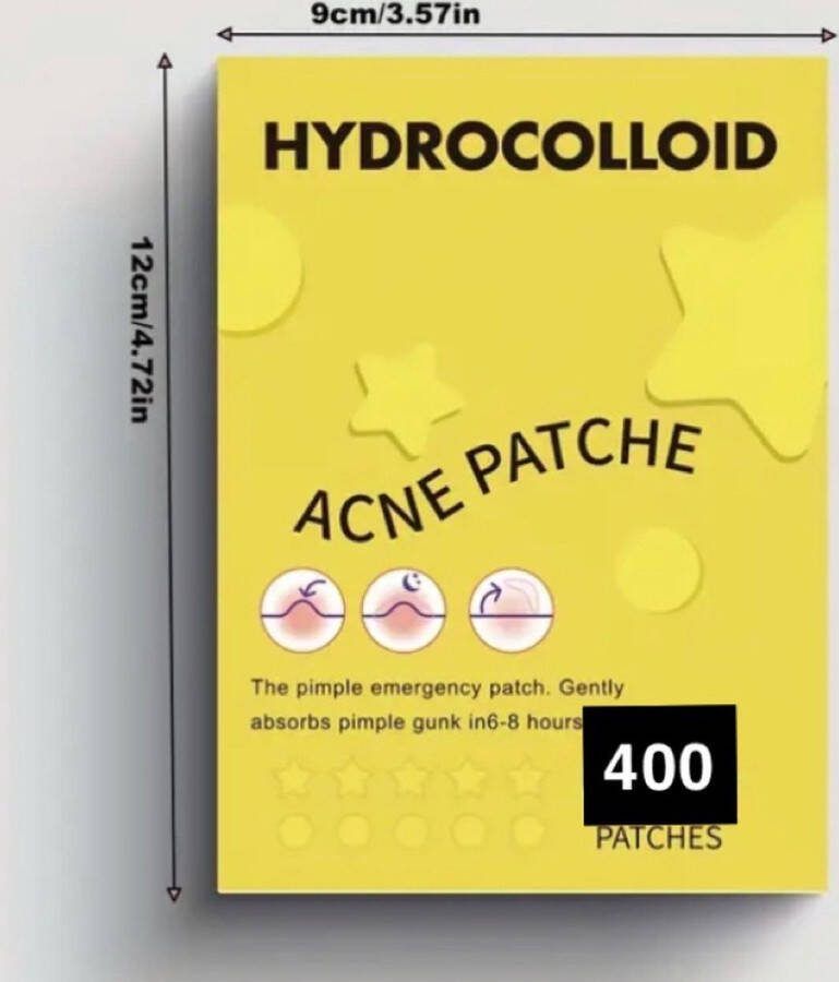 Acne Patches voor Dag en Nacht Puisten Verwijderaar Huidreiniger 400 Stuks Pukkel Pleister Stervormig- Pimple Patch die Onzuiverheden Absorbeert Acneverzorging