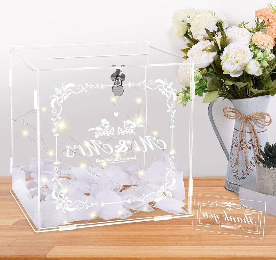 Acryl Bruiloftskaartenbox Enveloppen Geschenkdoos voor Bruiloften Met Slot Ontvangst Bruiloft Verjaardag Jubileum transparent box