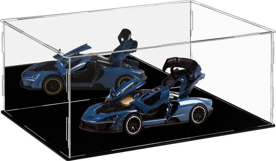 Acryl Displaykast met zwarte basis Monteerbaar op het aanrecht Transparante acryl box-organizer Stofdichte schakelaar voor actiefiguren speelgoed verzamelobjecten (35 x 25 x 15 cm)