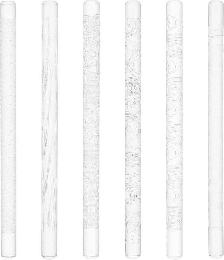 Acryl reliëf deegroller 6 stuks 165 cm 3D patroon klei anti-aanbakroller polymeer klei oorbellen sieraden DIY decoratief 10 mm diameter