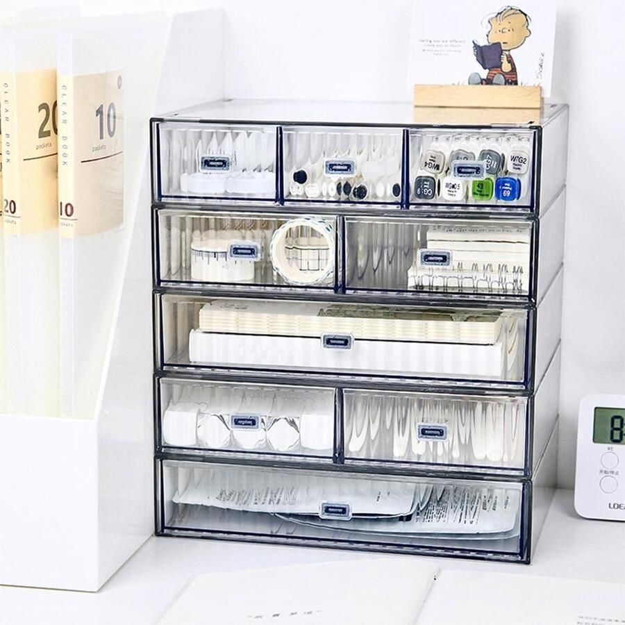 Acryl stapelbare cosmetische organizer met 3 laden make-upopbergdoos voor thuis en kantoor