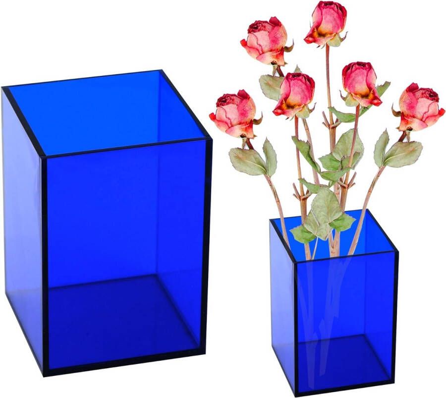 Acryl vaas tulpenvaas droogbloemen decoratie gedroogde decoratie boekenkast voor tafeldecoratie woonkamer bloemstukken woondecoratie decoratie slaapkamer bruiloft tafeldecoratie blauw