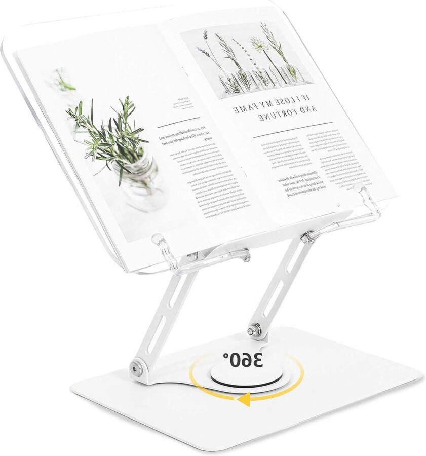 Acryl verstelbare boekenhouder Leesstandaard met 360° draaibare basis Draagbare boekenstandaard voor kookboeken en tablets Voor kinderen