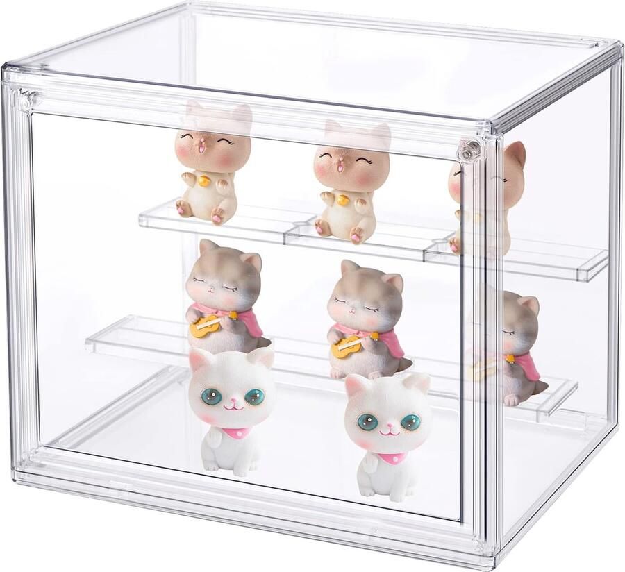 Acryl vitrine transparante opbergdoos acryl displaybox transparant grote kubus voor verzamelobjecten actiefiguren miniatuurfiguren stofdichte bescherming bewaren en organiseren (27 x 22 x 18