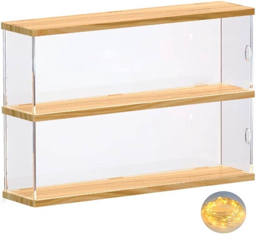Acryl vitrinekast 2-laags plexiglas dozen vitrinekast met deur voor popfiguren minifiguren verzamelspeelgoed vitrinekast opbergorganisator stofdicht