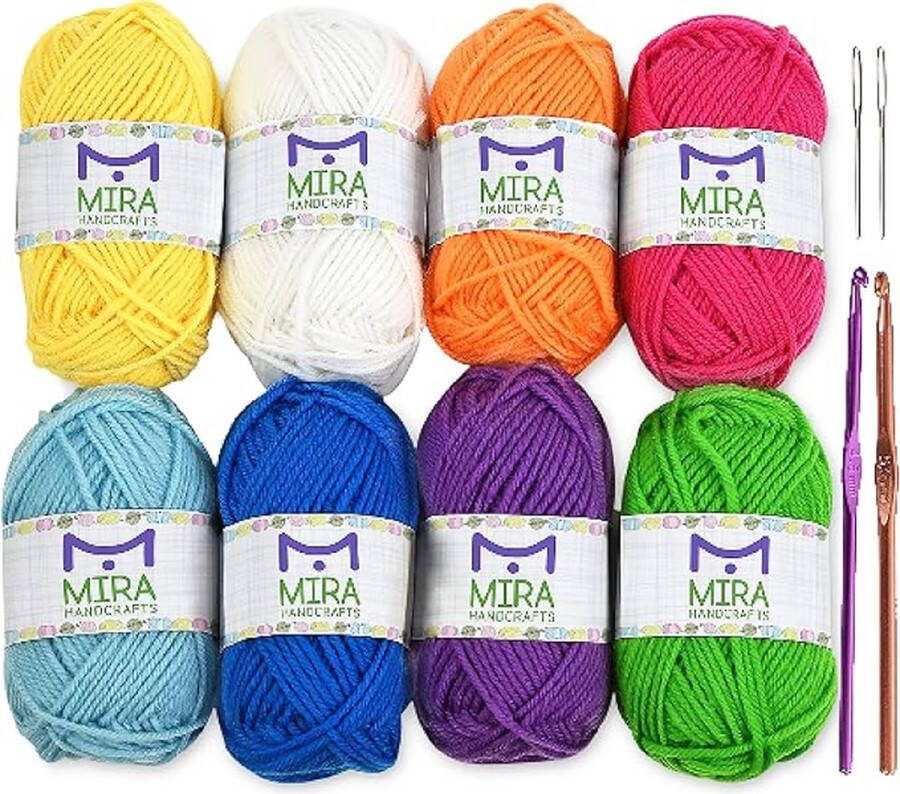 Acrylgaren Set 12 -delig Breigaren Totaal 480 Meter Garenpakket Haken Garenballen Inclusief 2 haaknaalden 2 weefnaalden