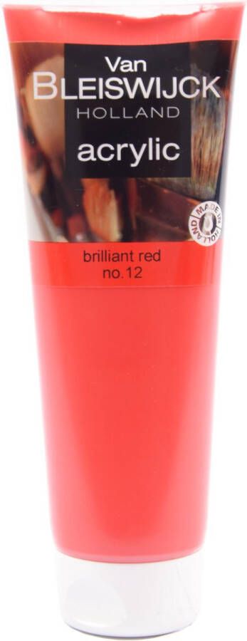 Acrylic verf 250 ML Watervaste verf Acrylicverf rood Brilliant red nummer 12