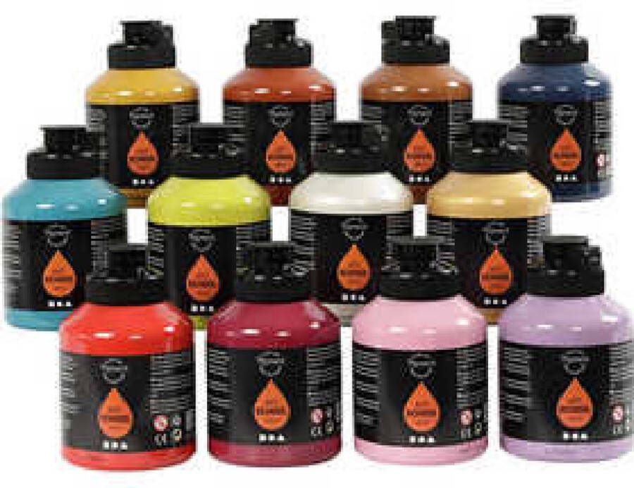 Acrylverf Extra Kleuren Pigment Art School 12x500 ml