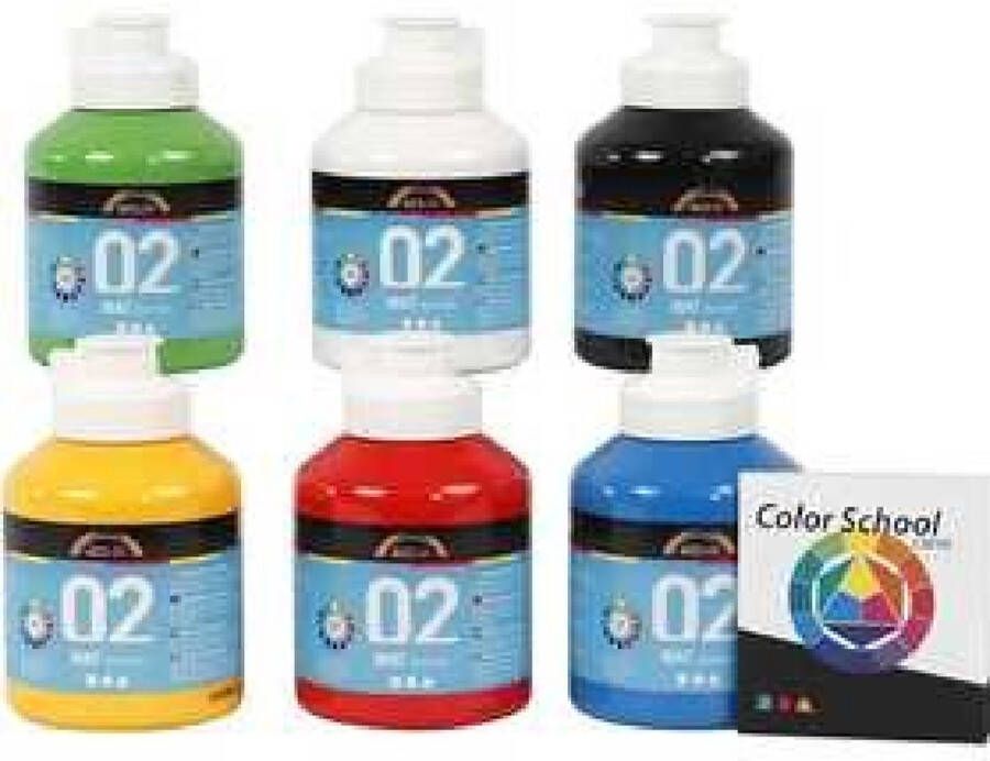 Acrylverf Primair Kleuren Matt A-color 6x500ml