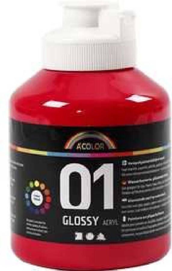 Acrylverf Schoolverf Primair Rood Glossy 500 ml A-color