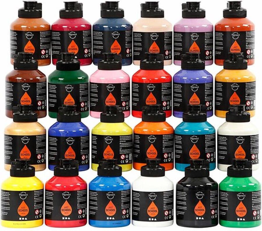 Acrylverf Semi Glanzend Kleuren Pigment Art School 24x500 ml