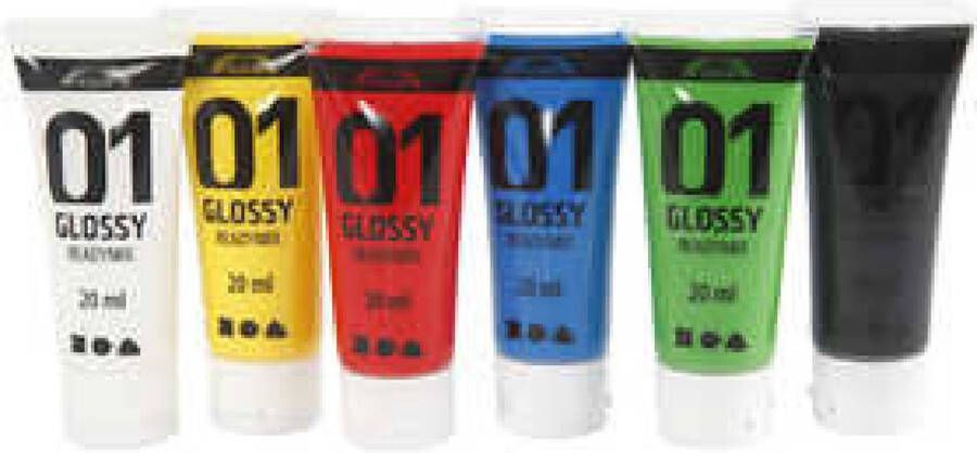 Acrylverf Standaardkleuren Glossy A-color 6x20 ml