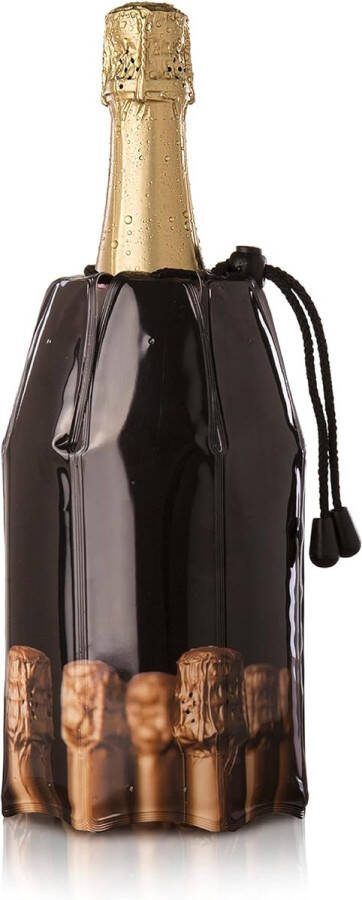 Actieve champagnekoeler motief flessen flessenkoeler kunststof 18x4x4 cm