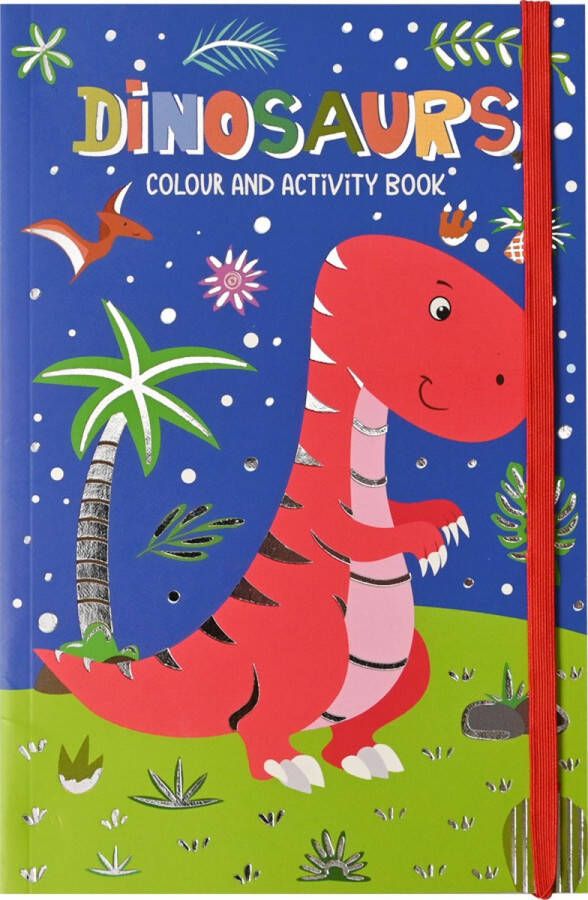 Activiteiten boek met Elastiek Dino Kleurboek Kinderen Doeboek Activiteiten Boek Knutselboek & Knipboek Kleurboek Peuter Tekenboek voor Kinderen Tekenen Kinderen 80 Pagina's 21x14cm Vanaf 3 Jaar Multi Kleuren