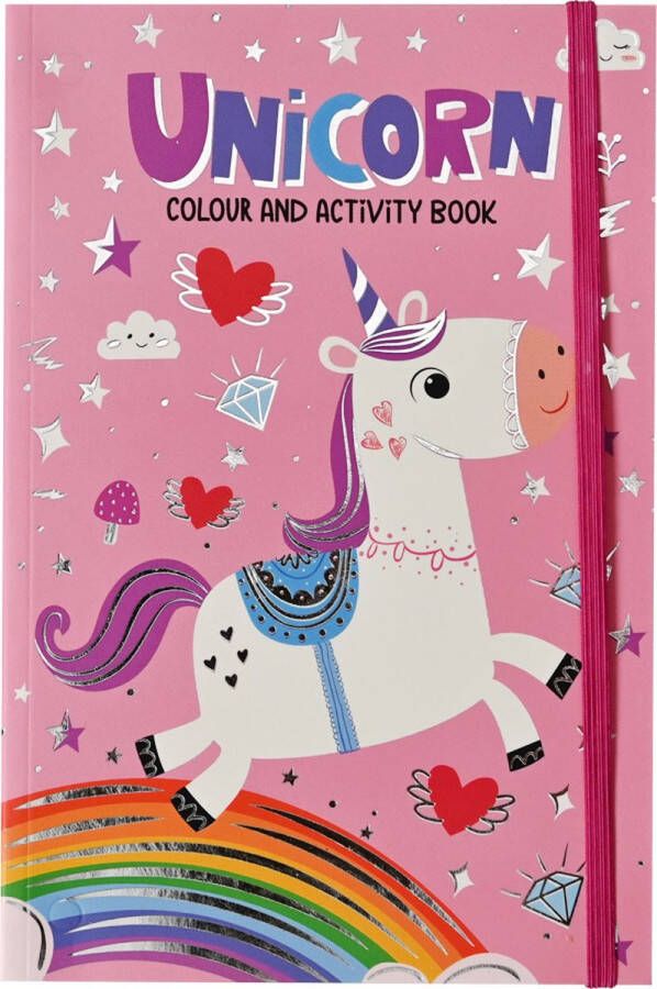 Activiteiten boek met Elastiek Unicorn Knutselboek Doeboek & Activiteiten Boek Tekenblok voor Kinderen Kleurboek Peuter Tekenboek voor Kinderen Tekenen Kinderen 80 Pagina's 21x14cm Vanaf 3 Jaar Multi Kleuren