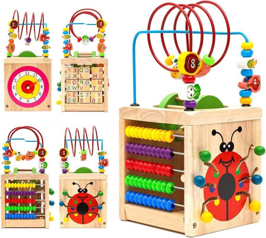 Activiteitentafel Montessori Motoriekkubus Houten speelgoed 1 jaar Grote motoriek Strik activiteitskussen Verjaardagscadeau Meisjes en jongens Activiteitentafel