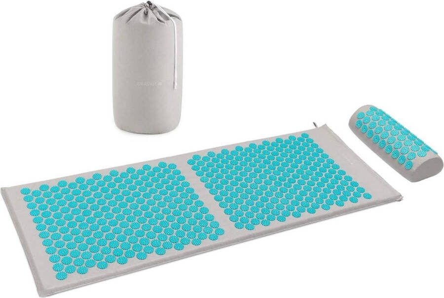 Acupressuur massageset Kussenset en mat Rug en nekpijnverlichting Spierontspanning Massagetherapie Grijs-blauw massage matras