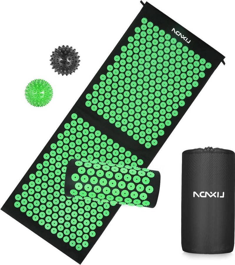 Acupressuur Mat en Kussen Set Rug Nek Voet Pijnverlichting 2 Spiky Massage Ballen