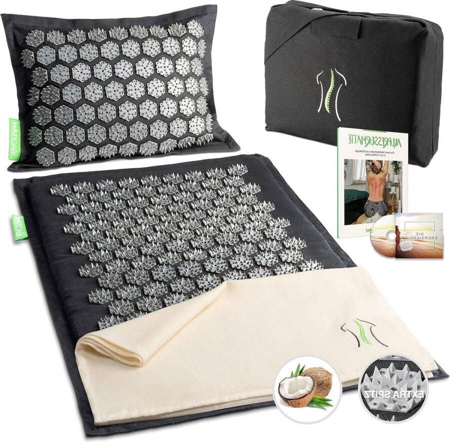 Acupressuurmat met kussen doek en tas gevorderden acupunctuurmat stekels massage ontspanning nek schouders massagemat rug acupressuur massage matras