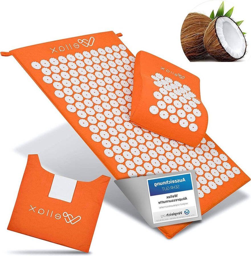 Acupressuurmat met kussen Specifieke spanning verlichten & circulatie bevorderen Massagemat set incl. acupressuurkussen & draagtas massage matras