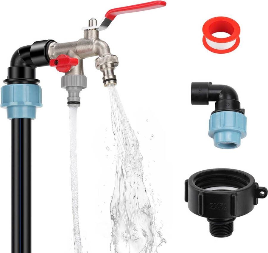 Adapter met zwanenhals messing kraan IBC zwanenhals 3 4 inch uitloopkraan 1000 l IBC afvoerkraan regenton S60 x 6 voor 1000 l waterkraan regenton kogelkraan 3 4 inch