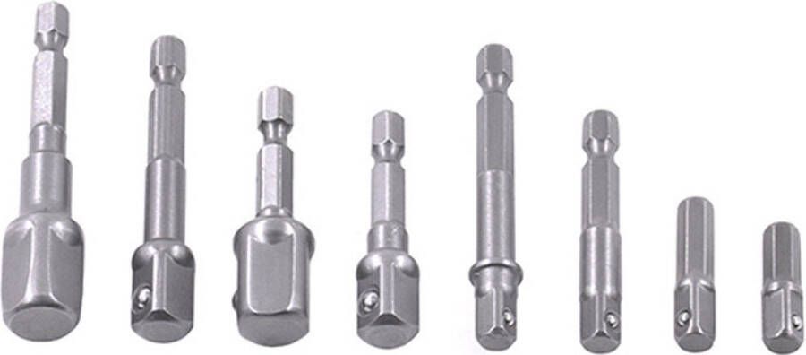 Adapterset dopsleutel – Set 8 adapter 1 4” 3 8” 1 2” voor schroevendraaier en boormachine
